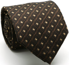 Load image into Gallery viewer, Mens Dads Classic Brown Geometric Pattern Business Casual Necktie & Hanky Set KO-9 - Ferrecci USA