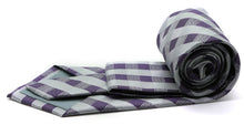 Load image into Gallery viewer, Mens Dads Classic Grey Stripe Pattern Business Casual Necktie & Hanky Set L-3 - Ferrecci USA