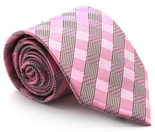 Load image into Gallery viewer, Mens Dads Classic Pink Stripe Pattern Business Casual Necktie & Hanky Set L-5 - Ferrecci USA