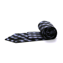 Load image into Gallery viewer, Mens Dads Classic Navy Stripe Pattern Business Casual Necktie & Hanky Set L-6 - Ferrecci USA