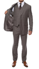 Load image into Gallery viewer, Lazio Charcoal Plaid Design Notch Lapel Slim Fit Suit With Adjustable Vest - Ferrecci USA