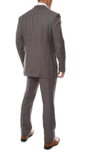 Load image into Gallery viewer, Lazio Charcoal Plaid Design Notch Lapel Slim Fit Suit With Adjustable Vest - Ferrecci USA