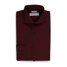 Load image into Gallery viewer, Leo Burgundy Mens Slim Fit Cotton Shirt - Ferrecci USA