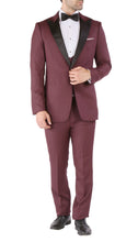 Load image into Gallery viewer, Ferrecci Luna 3 Piece Slim Fit Bugundy Peak Lapel Tuxedo - Ferrecci USA