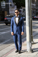 Load image into Gallery viewer, Ferrecci Luna 3 Piece Slim Fit Indigo Blue Peak Lapel Tuxedo - Ferrecci USA