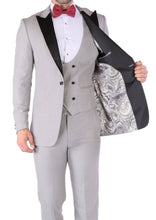 Load image into Gallery viewer, Ferrecci Luna 3 Piece Slim Fit Grey Peak Lapel Tuxedo - Ferrecci USA