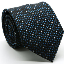 Load image into Gallery viewer, Mens Dads Classic Black/Blue Dot Pattern Business Casual Necktie & Hanky Set M-12 - Ferrecci USA