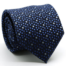 Load image into Gallery viewer, Mens Dads Classic Navy Dot Pattern Business Casual Necktie & Hanky Set M-8 - Ferrecci USA