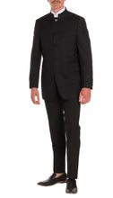Load image into Gallery viewer, Mandarin Collar Suit - 2 Piece - Black - Ferrecci USA