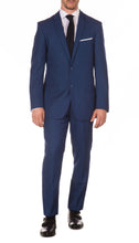 Load image into Gallery viewer, Morgan Slim Fit Blue Plaid 2 Piece Suit - Ferrecci USA