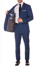 Load image into Gallery viewer, Morgan Slim Fit Blue Plaid 2 Piece Suit - Ferrecci USA