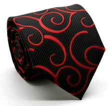 Load image into Gallery viewer, Mens Dads Classic Red Paisley Pattern Business Casual Necktie & Hanky Set O-1 - Ferrecci USA