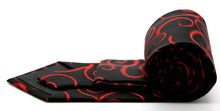 Load image into Gallery viewer, Mens Dads Classic Red Paisley Pattern Business Casual Necktie & Hanky Set O-1 - Ferrecci USA