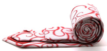 Load image into Gallery viewer, Mens Dads Classic Red Paisley Pattern Business Casual Necktie & Hanky Set O-4 - Ferrecci USA