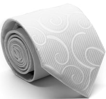 Load image into Gallery viewer, Mens Dads Classic White Paisley Pattern Business Casual Necktie & Hanky Set O-5 - Ferrecci USA