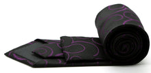 Load image into Gallery viewer, Mens Dads Classic Purple Paisley Pattern Business Casual Necktie & Hanky Set O-6 - Ferrecci USA