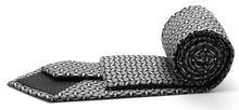 Load image into Gallery viewer, Mens Dads Classic Black Geometric Circle Pattern Business Casual Necktie & Hanky Set OO-1 - Ferrecci USA