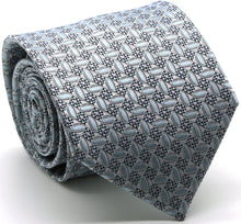 Load image into Gallery viewer, Mens Dads Classic Blue Geometric Circle Pattern Business Casual Necktie & Hanky Set OO-2 - Ferrecci USA