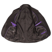 Load image into Gallery viewer, Boys Black Shiny Sharkskin Oxford 3 Piece Vested Suit - Ferrecci USA