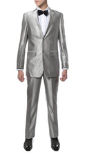 Load image into Gallery viewer, Oxford Silver Sharkskin Slim Fit Suit - Ferrecci USA