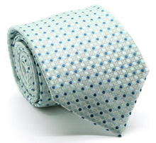 Load image into Gallery viewer, Mens Dads Classic Turquoise Geometric Pattern Business Casual Necktie & Hanky Set P-6 - Ferrecci USA