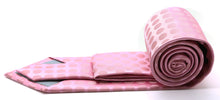 Load image into Gallery viewer, Mens Dads Classic Pink Circle Pattern Business Casual Necktie & Hanky Set PO-1 - Ferrecci USA