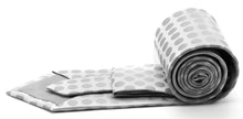 Load image into Gallery viewer, Mens Dads Classic Grey Circle Pattern Business Casual Necktie & Hanky Set PO-6 - Ferrecci USA