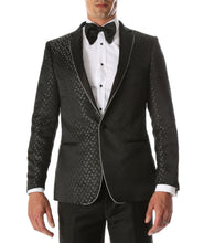 Load image into Gallery viewer, Men's Pronto Black Star Modern Fit Notch Lapel Tuxedo Blazer - Ferrecci USA