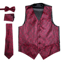 Load image into Gallery viewer, Ferrecci Mens PV50-2 Burgundy Black Vest Set - Ferrecci USA