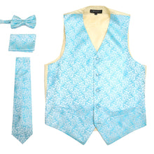 Load image into Gallery viewer, Ferrecci Mens PV50-5 Turquoise Cream Vest Set - Ferrecci USA