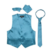 Load image into Gallery viewer, Premium Boys Turquoise Solid Vest 600 - Ferrecci USA