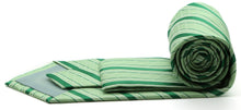 Load image into Gallery viewer, Mens Dads Classic Green Striped Pattern Business Casual Necktie & Hanky Set Q-2 - Ferrecci USA