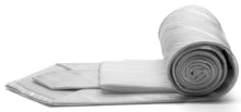 Load image into Gallery viewer, Mens Dads Classic White Striped Pattern Business Casual Necktie & Hanky Set Q-3 - Ferrecci USA