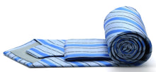 Load image into Gallery viewer, Mens Dads Classic Blue Striped Pattern Business Casual Necktie & Hanky Set Q-7 - Ferrecci USA