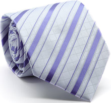 Load image into Gallery viewer, Mens Dads Classic Purple Striped Pattern Business Casual Necktie & Hanky Set Q-9 - Ferrecci USA