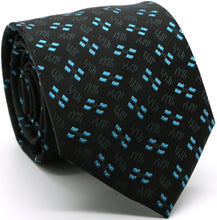 Load image into Gallery viewer, Mens Dads Classic Turquoise Geometric Pattern Business Casual Necktie & Hanky Set QO-6 - Ferrecci USA