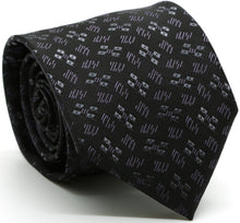 Load image into Gallery viewer, Mens Dads Classic Black Geometric Pattern Business Casual Necktie & Hanky Set QO-8 - Ferrecci USA