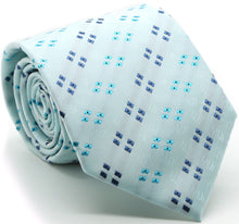 Load image into Gallery viewer, Mens Dads Classic Blue Geometric Pattern Business Casual Necktie & Hanky Set QO-9 - Ferrecci USA