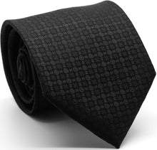 Load image into Gallery viewer, Mens Dads Classic Black Geometric Pattern Business Casual Necktie & Hanky Set R-2 - Ferrecci USA