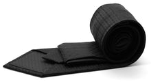 Load image into Gallery viewer, Mens Dads Classic Black Geometric Pattern Business Casual Necktie & Hanky Set R-2 - Ferrecci USA