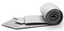 Load image into Gallery viewer, Mens Dads Classic Grey Geometric Pattern Business Casual Necktie & Hanky Set R-5 - Ferrecci USA