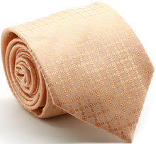Load image into Gallery viewer, Mens Dads Classic Peach Geometric Pattern Business Casual Necktie & Hanky Set R-7 - Ferrecci USA