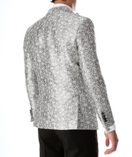 Load image into Gallery viewer, Men's Rene Abstract Silver Modern Fit Shawl Collar Tuxedo Blazer - Young Man’s Prom Wear - Ferrecci USA