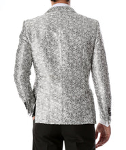 Load image into Gallery viewer, Men's Rene Abstract Silver Modern Fit Shawl Collar Tuxedo Blazer - Young Man’s Prom Wear - Ferrecci USA