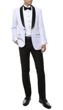Load image into Gallery viewer, Ferrecci Slim White & Black Satin Shawl Collar Tuxedo Jacket With Black Pants - Ferrecci USA