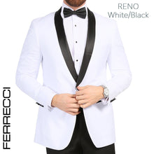 Load image into Gallery viewer, Ferrecci Slim White & Black Satin Shawl Collar Tuxedo Jacket With Black Pants - Ferrecci USA