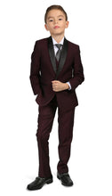 Load image into Gallery viewer, Boys Reno JR 5pc Burgundy Shawl Tuxedo Set - Ferrecci USA