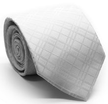 Load image into Gallery viewer, Mens Dads Classic White Striped Pattern Business Casual Necktie & Hanky Set RO-2 - Ferrecci USA