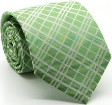 Load image into Gallery viewer, Mens Dads Classic Green Striped Pattern Business Casual Necktie & Hanky Set RO-3 - Ferrecci USA