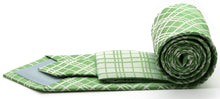 Load image into Gallery viewer, Mens Dads Classic Green Striped Pattern Business Casual Necktie & Hanky Set RO-3 - Ferrecci USA
